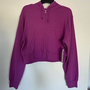 Ladies No Boundaries Cropped Purple Zip-Up Hoodie
